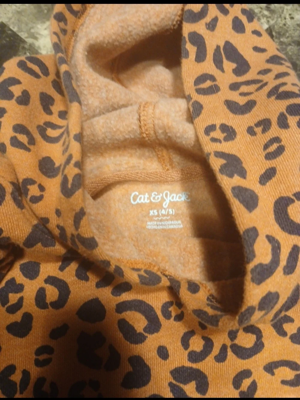 Cat & Jack Girls Orange Leopard Hoodie Set and Pink Owl Hoodie Set